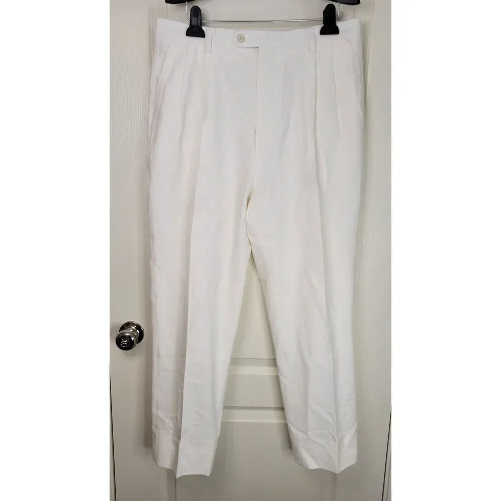 Banana Republic White Linen Blend Trouser Pants